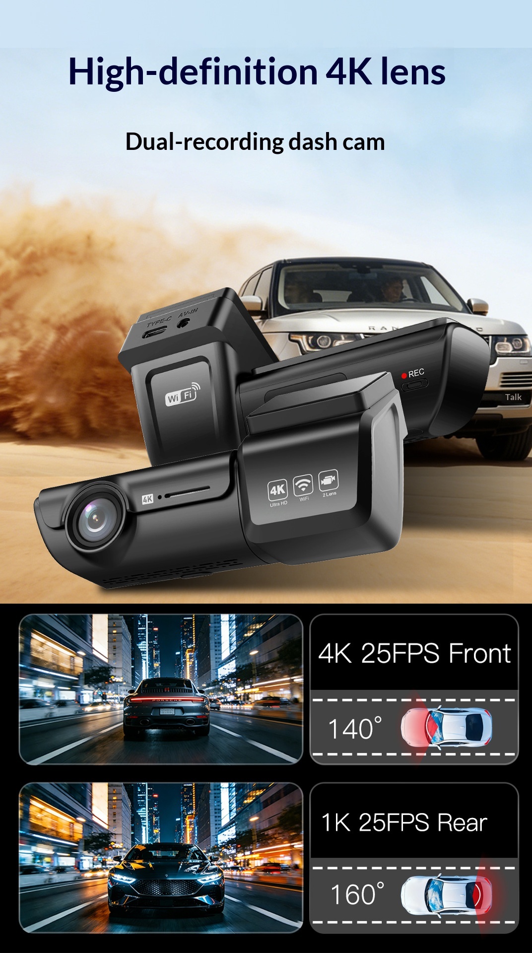 Camera Hành Trình WiFi HD Cho Ô Tô, DVR Quay Phim Nét Cao - Ảnh 4