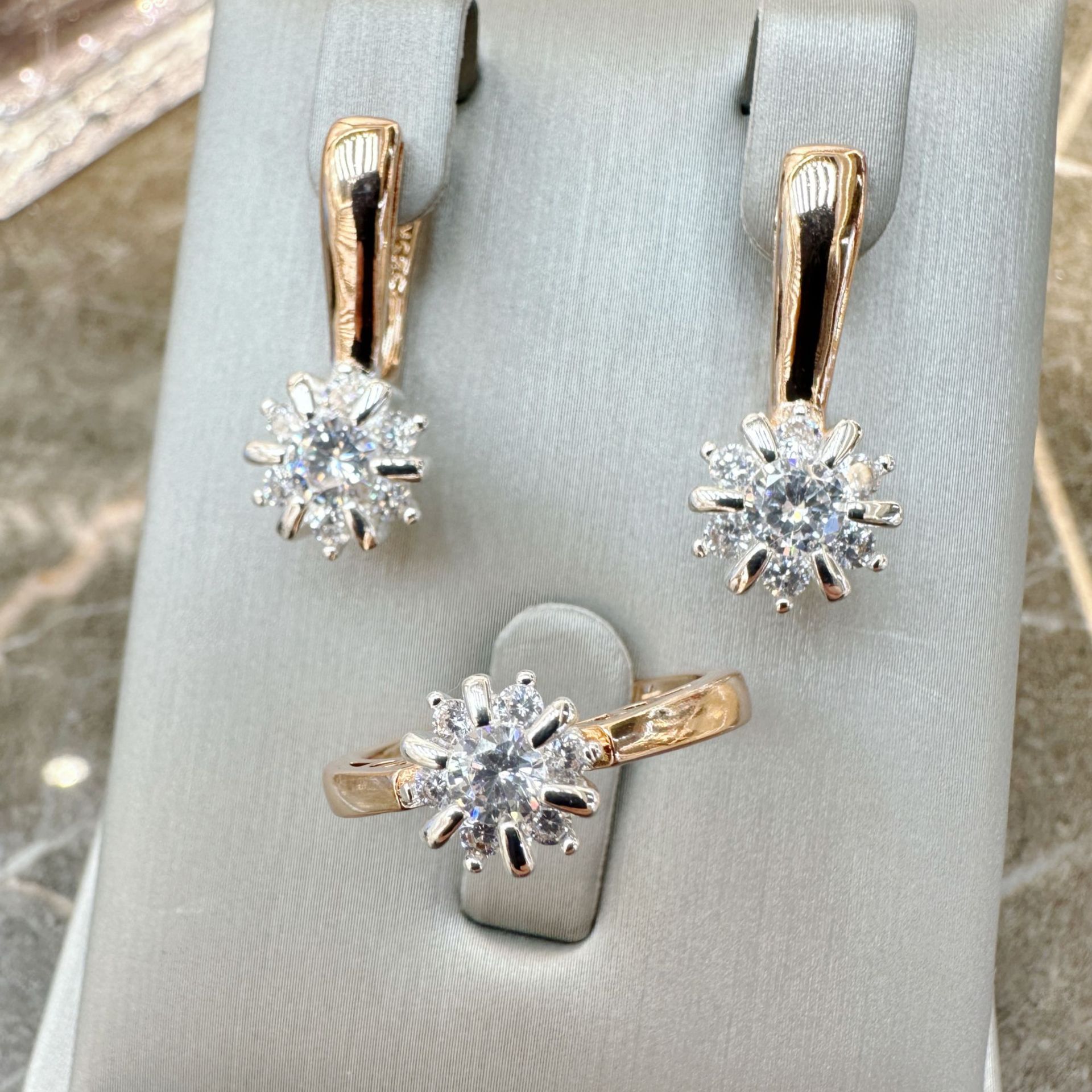 Bộ Trang Sức Zircon Cao Cấp Kèm Bông Tai Kẹp - Ảnh 5