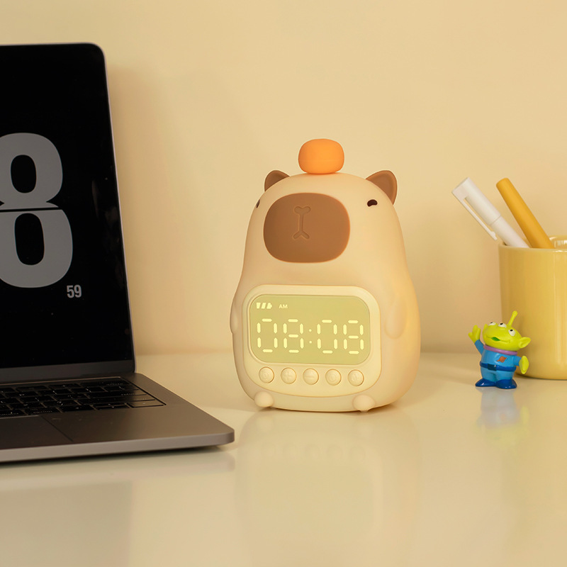Đồng Hồ Báo Thức Capybara Silicone Sạc Lại