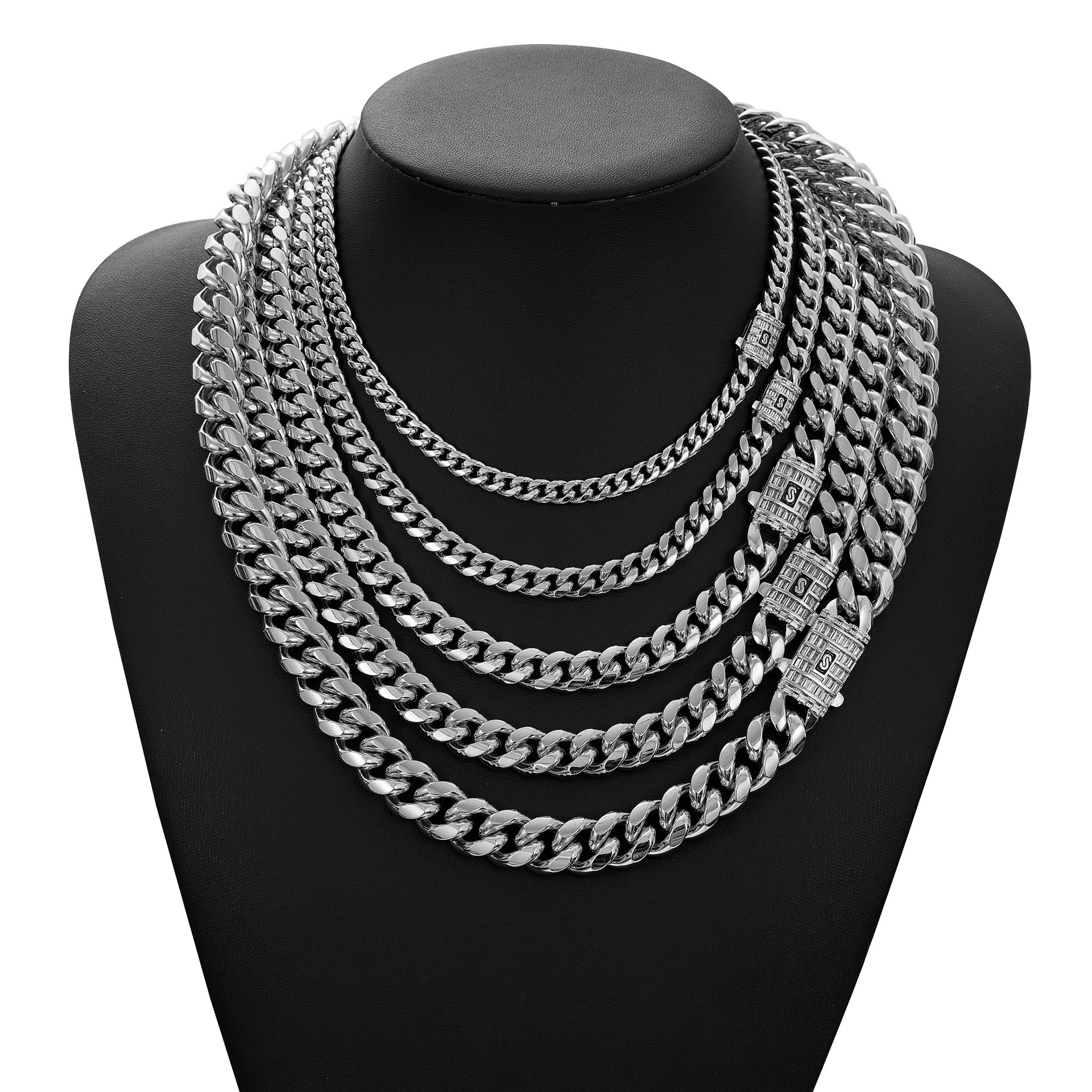 Dây Chuyền Nam Thép Không Gỉ Đính Đá Zircon